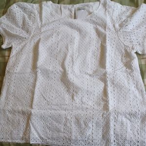 Short Puff Sleeve Top in Eyelet